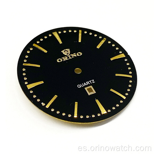 Dial de reloj de esmalte simple con índices de metal